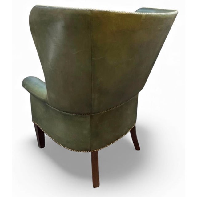 Hepplewhite 20th-C. English Style Ralph Lauren Leather Hepplewhite Wing Chair For Sale - Image 3 of 5