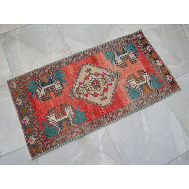 Hand Knotted Door Mat, Entryway Rug, Bath Mat, Kitchen Decor, Small Rug, Turkish Rug - 1′8″ × 3′2″ For Sale - Image 10 of 13