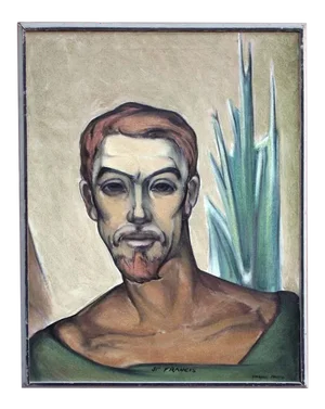1970s "Portrait of St. Francis" Modernist Oil Painting, Framed