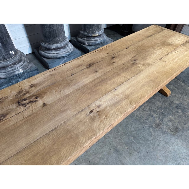 Brown Large French Oak Farmhouse Dining Table, 1920s For Sale - Image 8 of 18