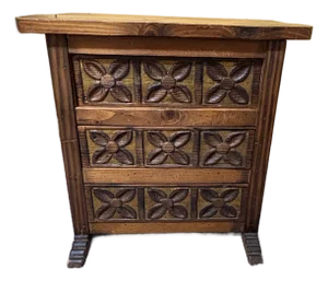 Late 20th Century Spanish Colonial Double-Sided 3 Drawer Cedro Side Table