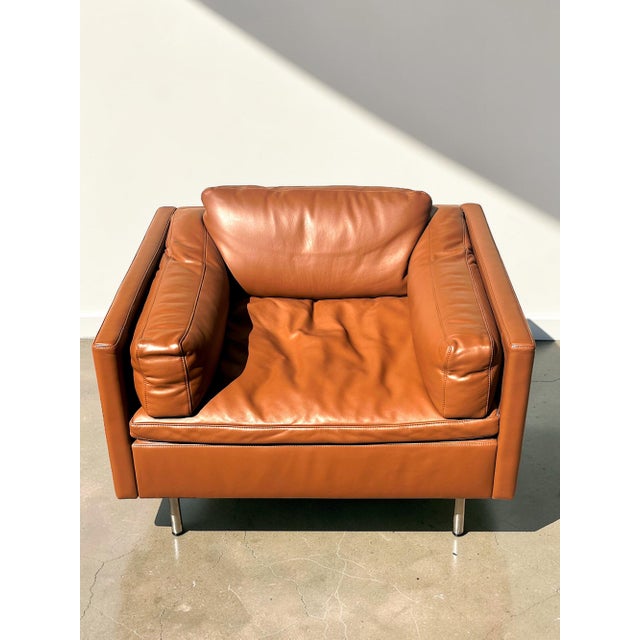 American Leather Herman Miller Leather Bolster Club Chair For Sale - Image 4 of 12