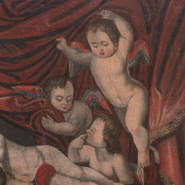 'Cherubs Playing', 18th Century Italian School, Angels, Amorini, Memento Mori, Naive, Baroque Religious Oil For Sale In Monterey, CA - Image 6 of 11