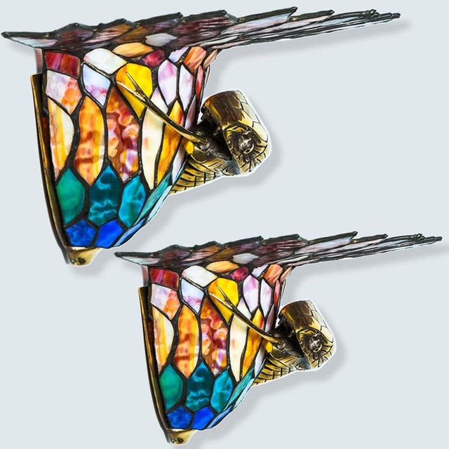 Blue Colorful Wall Light in style of Edgar Brandt, 1920s For Sale - Image 8 of 15