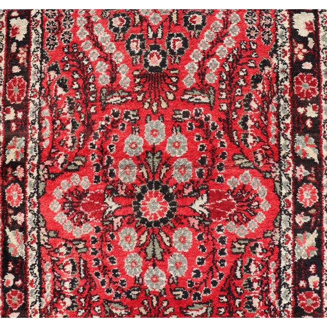 Tribal Vintage Lilihan Runner With Red Field and Bold Floral Medallion Design For Sale - Image 3 of 13