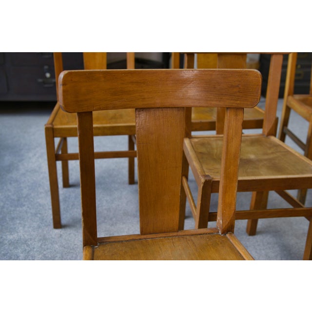 Vintage Beech Bistro Chairs, 1950s, Set of 10 For Sale - Image 10 of 15