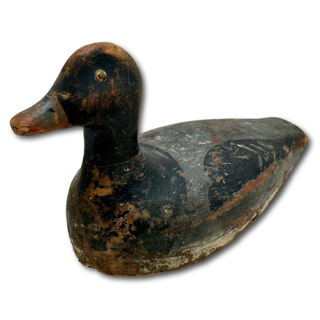 Wood Antique American Rustic Much Used & Aged Hand Carved & Painted Wood Duck Hunters Working Decoy Circa Early 1900s For Sale - Image 7 of 18
