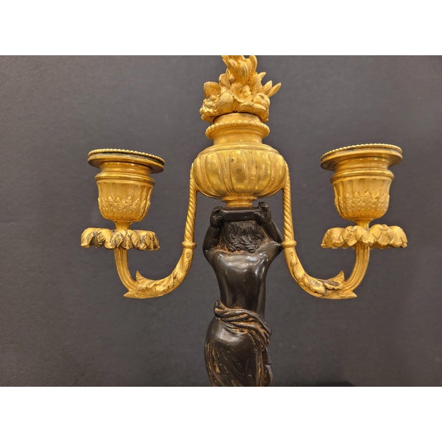 19th Century Putti Candlesticks in Bronze, Ormolu and Marble, France, 1890s, Set of 2 For Sale - Image 10 of 17