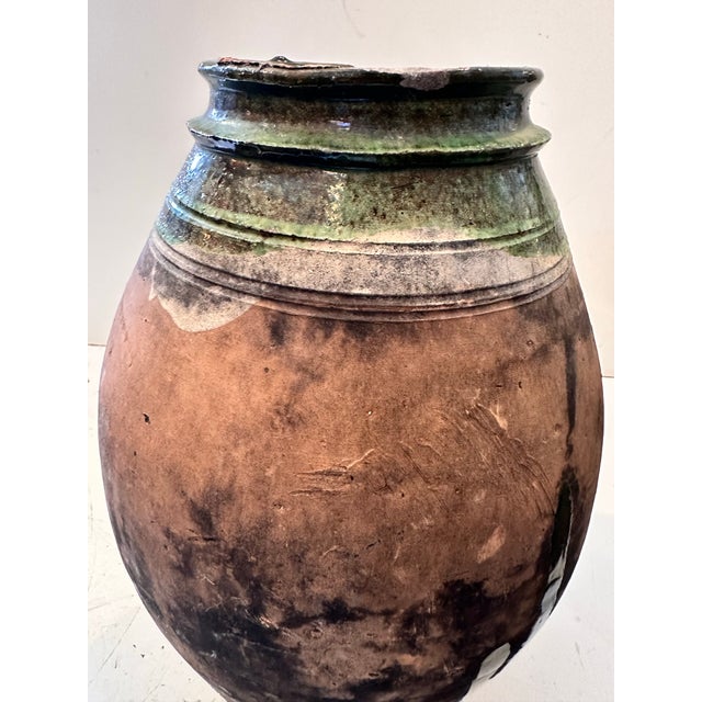 Ceramic French Vintage Vessel With Green Glaze Accents For Sale - Image 7 of 9