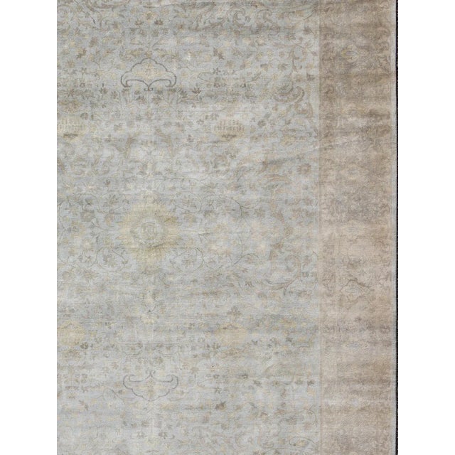 Shabby Chic Large Floral Tabriz With Floral Design in Lt. Blue by Keivan Woven Arts For Sale - Image 3 of 11