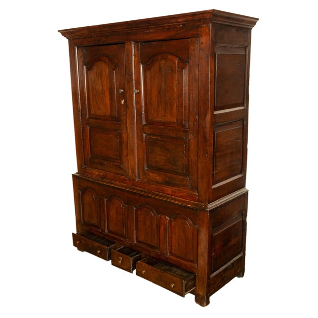 Antique 18th Century Welsh Oak Press Livery Housekeepers Cupboard Cabinet Chest 1750 For Sale - Image 4 of 14
