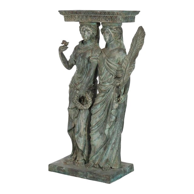 Antique Grecian Figural Bronze Garden Planter 19th Century For Sale