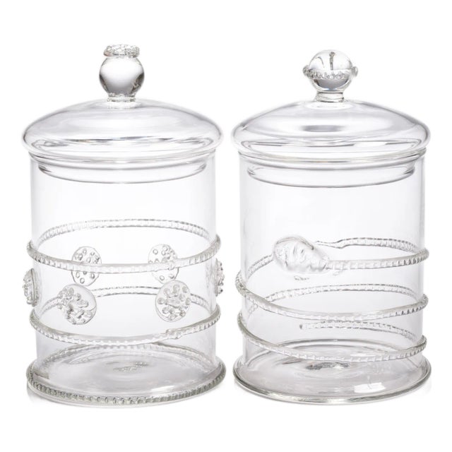 Juliet 2-Piece Assorted Set Lidded Glass Jars For Sale