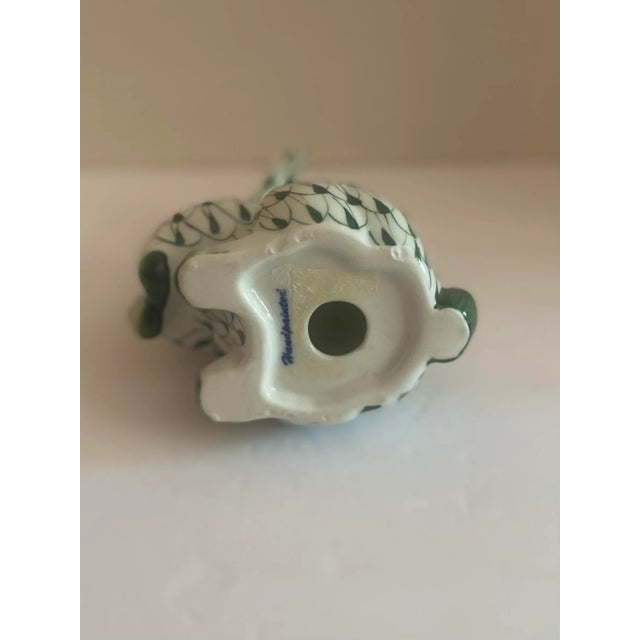 Ceramic Andrea by Sadek Green & White Herend Style Porcelain Bunny Figurine For Sale - Image 7 of 7