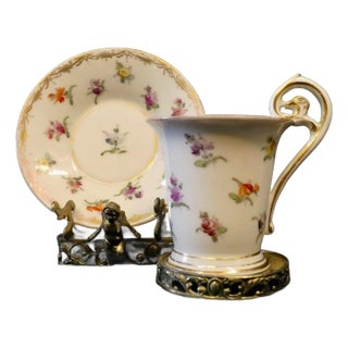 Early 20th Century Dresden Cup & Saucer - A Pair For Sale