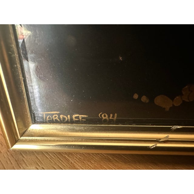 A magnificent vintage LaBarge chinoiserie mirror dating to 1984, featuring an exceptionally decorative reverse-painted...