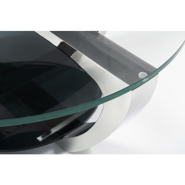 Modern Greg Sheres Style Stainless Steel and Glass Cocktail Table For Sale In Savannah - Image 6 of 6