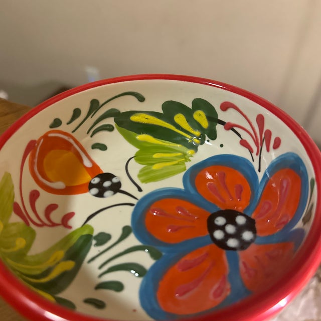 Rustic Boho Trinket Dish Colorful Hand Painted in Spain For Sale - Image 3 of 4