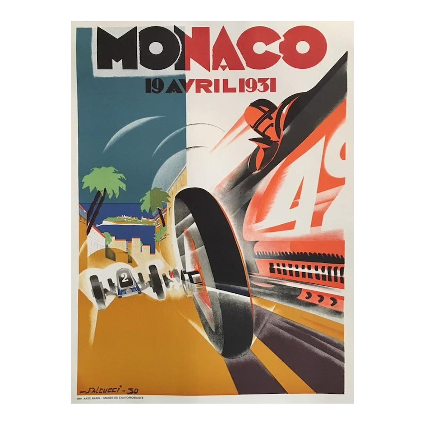 Affiche grand prix de Monaco 1931 - Poster vintage course auto main image 1
