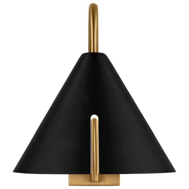 Modern Kelly Wearstler By Visual Comfort Studio Cambre 1-Light integrated LED Small Task Sconce in Midnight Black and Burnished Brass For Sale - Image 3 of 3