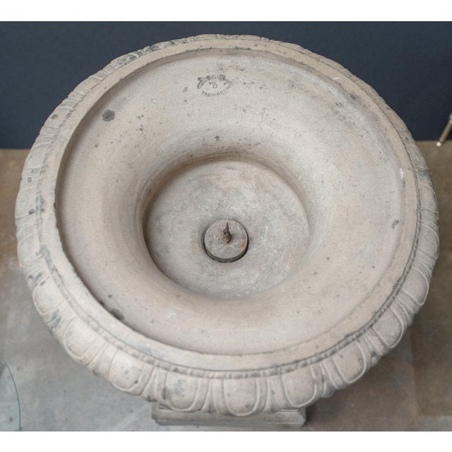 Large English Campana Garden Urn or Planter Pot on Square Plinth Base For Sale - Image 11 of 13
