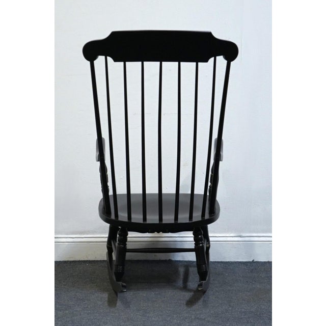 Wood Ethan Allen Hand Decorated Black Hitchcock Style Boston Rocker 14-9703 - 609 Finish For Sale - Image 7 of 10
