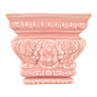 Italian Cherub Salmon Pink Ceramic Planter For Sale