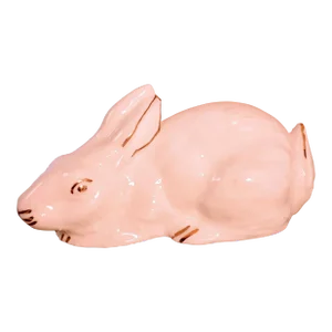 Porcelain White Bunny Rabbit Gold Accent