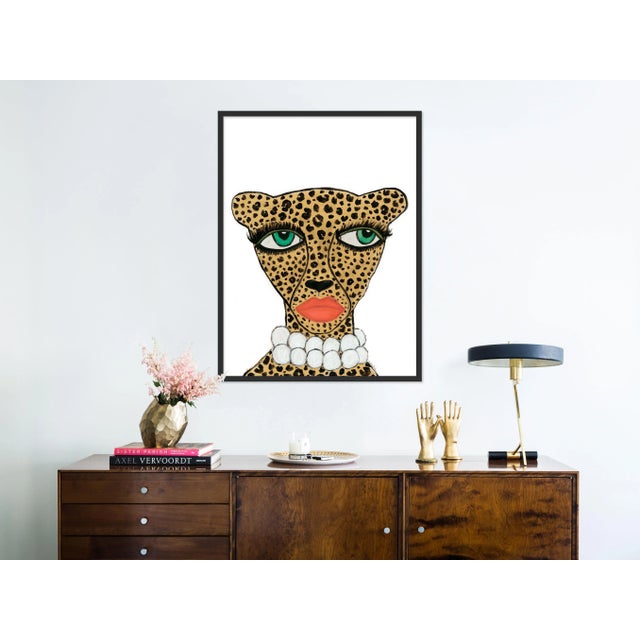 Contemporary Cheetah by Kendra Dandy in Black Frame, Medium Art Print For Sale - Image 3 of 4