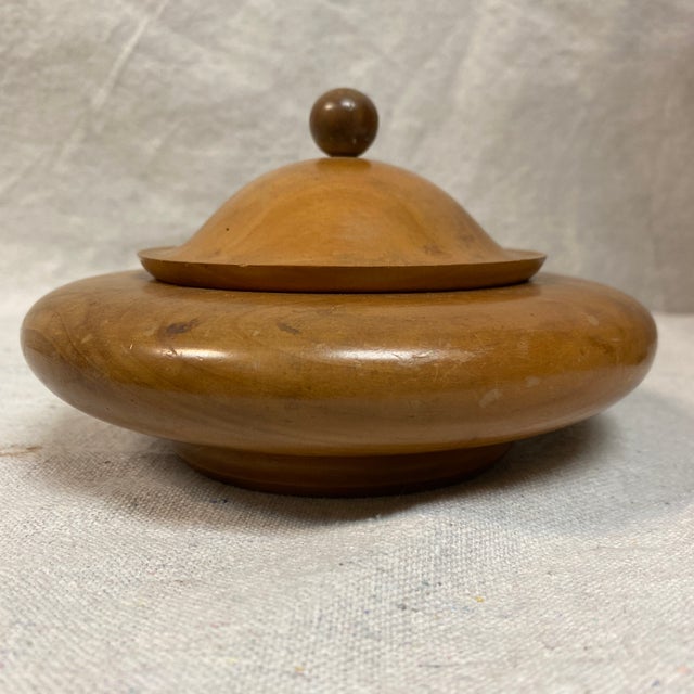 Contemporary Myrtlewood Lidded Trinket Turned Hand Made Bowl For Sale - Image 3 of 10