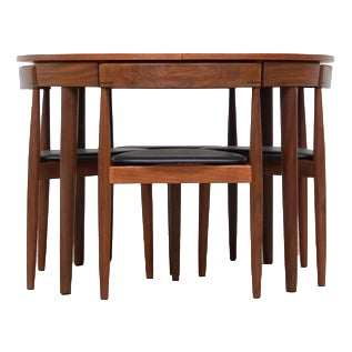 Roundette Tripod Table and Chairs by Hans Olsen for Frem Røjle, 1960, Set of 5 For Sale