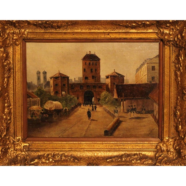 This atmospheric early-19th-century oil painting by the artist F. Martin (active around 1820–1835) depicts a lively...
