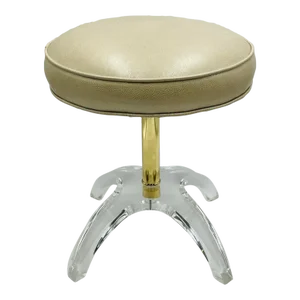 1960s Sculptural Vanity Stool in Lucite & Brass by Charles Hollis Jones