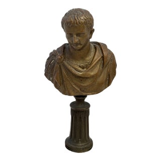 Antique Bronze Bust of the Roman Emperor Tiberius For Sale