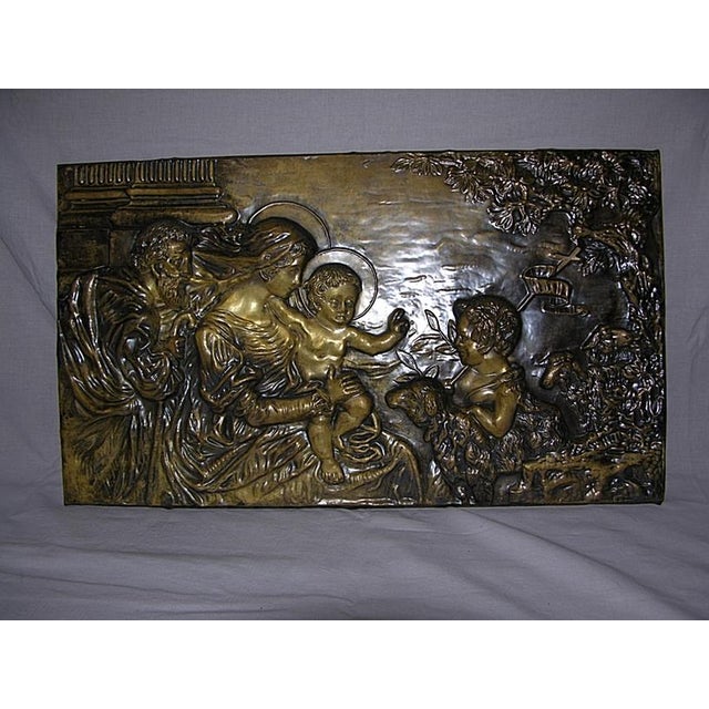 Embossed Brass Plate with the Holy Family Decor For Sale - Image 5 of 6