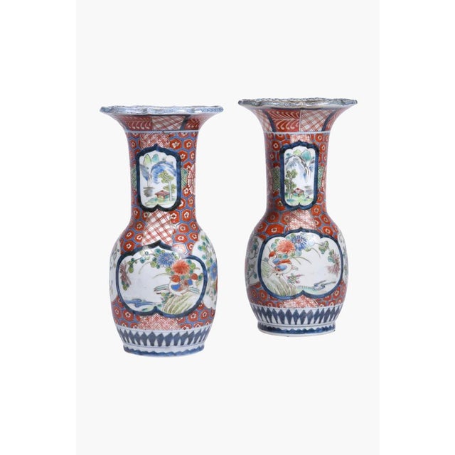 Blue Antique Japanese Arita Imari Porcelain Vase Table Lamps, Set of 2 For Sale - Image 8 of 8