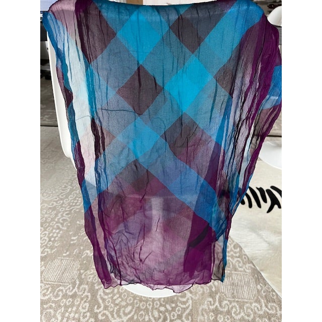Burberry Crinkle Silk Chiffon Scarf For Sale In Chicago - Image 6 of 9