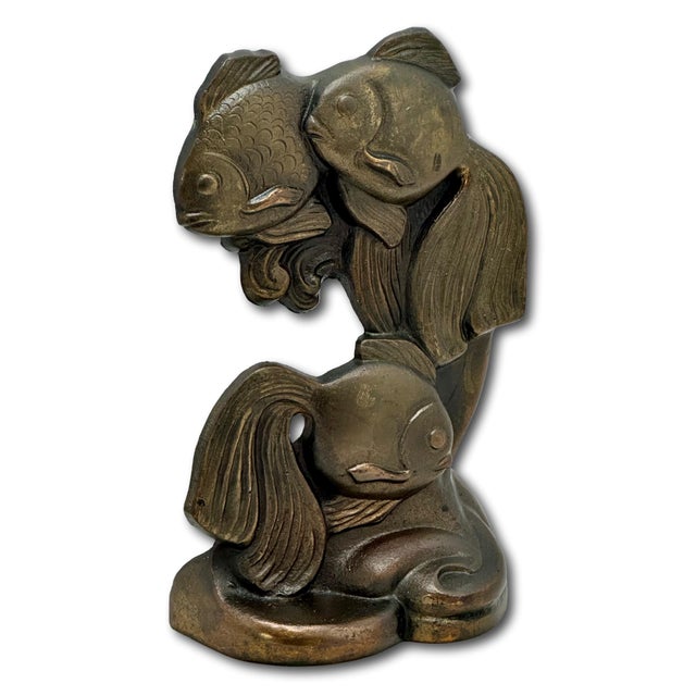 Metal Rare & Hard to Find All Original Vintage 1930s Hubley MFG Co. #464 Fan Tail Fish Cast Iron Doorstop For Sale - Image 7 of 18