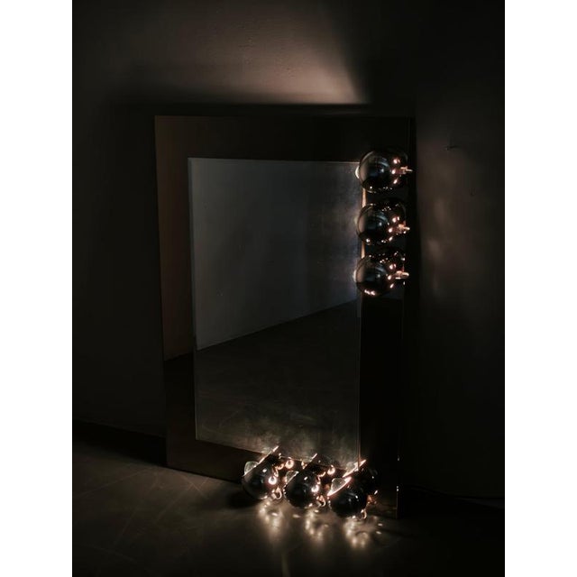 Space Age Italian Mirror with Six Chrome Eyeball Lights, 1970s For Sale - Image 4 of 12
