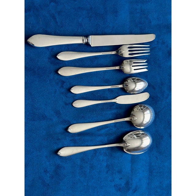 Tiffany and Co. 1910s Hollywood Regency Tiffany&Co. Faneuil Complete Set for 12 Sterling Silverware - 75 pcs For Sale - Image 4 of 11