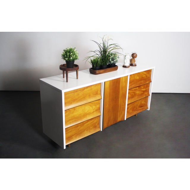 Mid-Century Modern Two Tone Custom Concave Dresser For Sale - Image 3 of 9