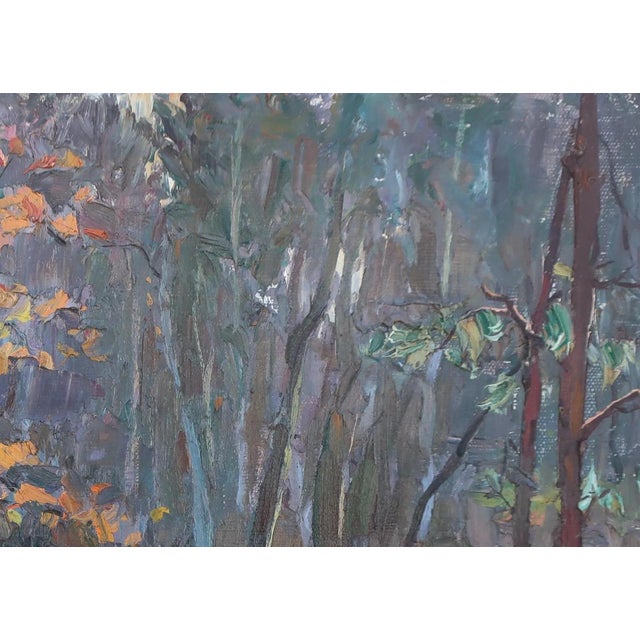 Impressionist Impressionism Forest Oil Painting, Ukrainian Artist Sokolovsky, 1970s 35-50 For Sale - Image 3 of 6