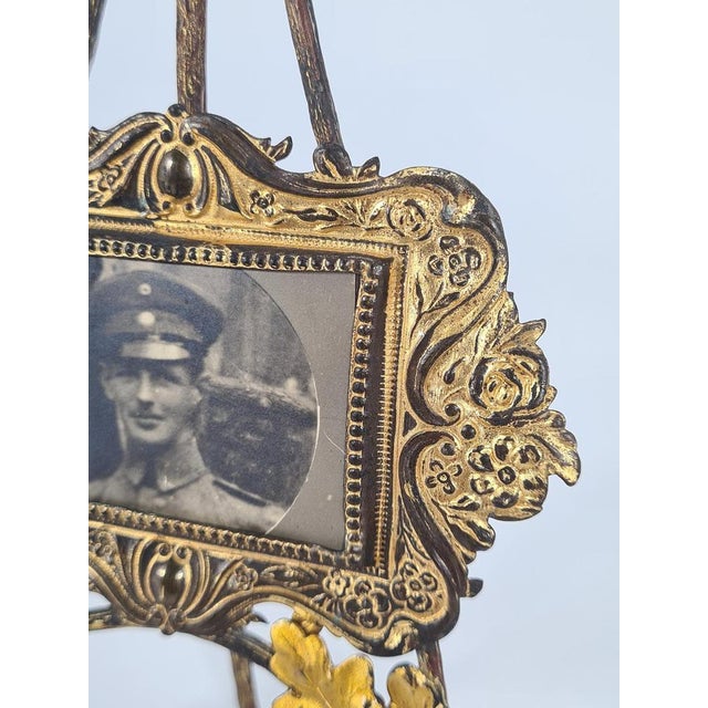 Antique Standing Photo Frame in Gilded Metal, 1890s For Sale - Image 11 of 13
