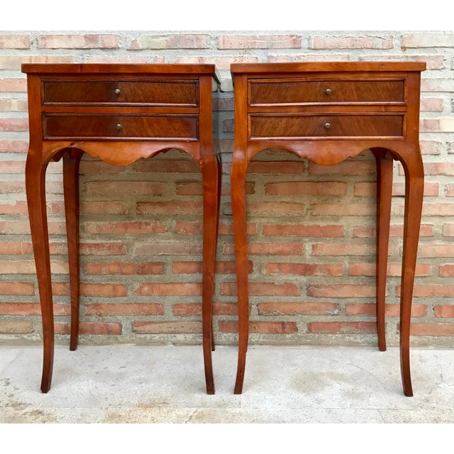 20th Century French Nightstands with Two-Drawer & Cabriole Legs, Set of 2 For Sale - Image 14 of 14