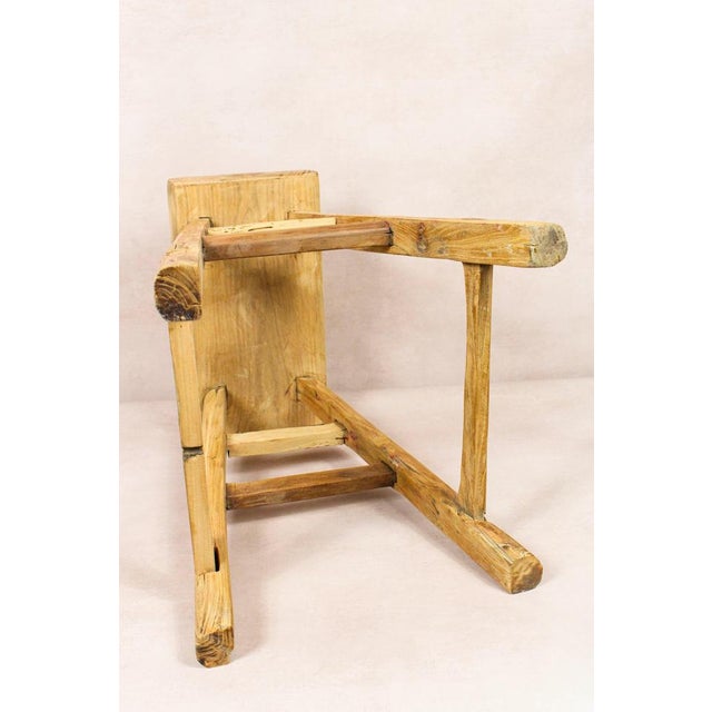 Vintage Rustic Stool in Elm For Sale - Image 4 of 5