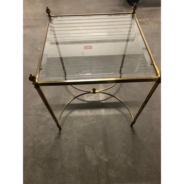 1990s Brass and Glass End Table For Sale - Image 4 of 5