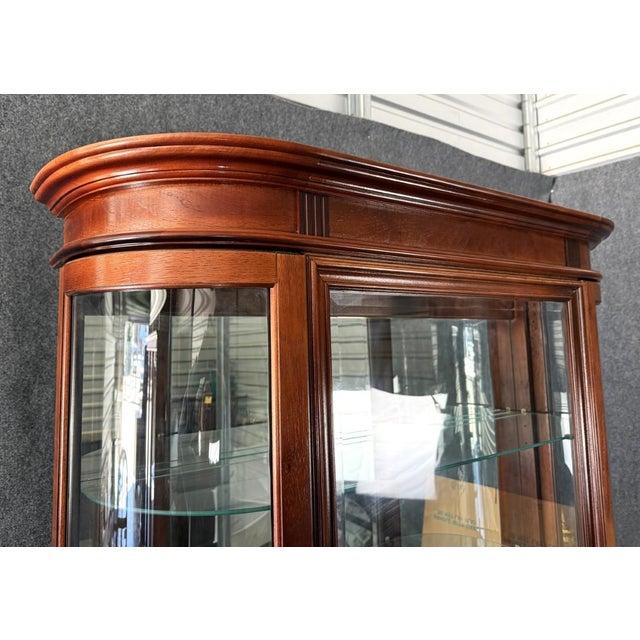 Brown Late 20th Century Pulaski Cherry Bow Front Curio Cabinet For Sale - Image 8 of 15