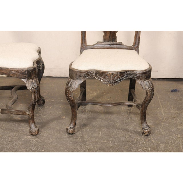18th C. Pair Swedish Rococo Sidechairs For Sale - Image 4 of 13