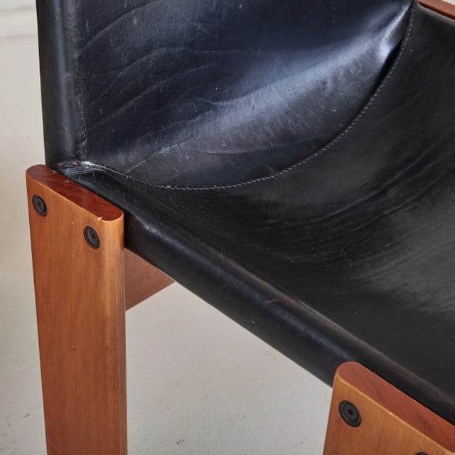 Italian 'Monk' Chair in Black Leather by Afra & Tobia Scarpa, 1974 For Sale - Image 11 of 14