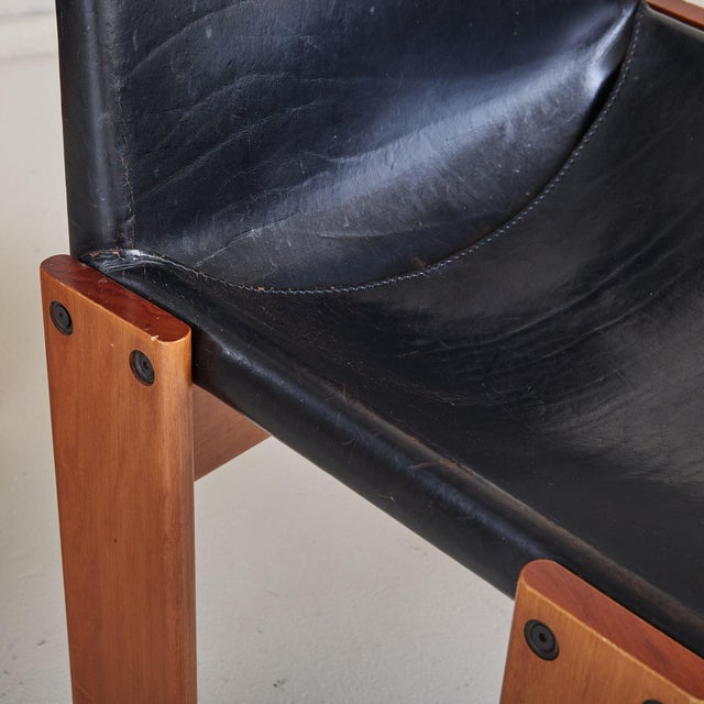 Black Set of 4 Italian 'Monk' Chairs in Black Leather by Afra & Tobia Scarpa, 1974 For Sale - Image 8 of 11